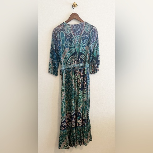 FARM Rio for Anthropologie Amorina Blue Floral Paisley Wrap Dress Small - Picture 7 of 10